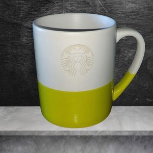 Starbucks 2014 Lime Green Siren Mermaid Etched Coffee Mug 14 oz